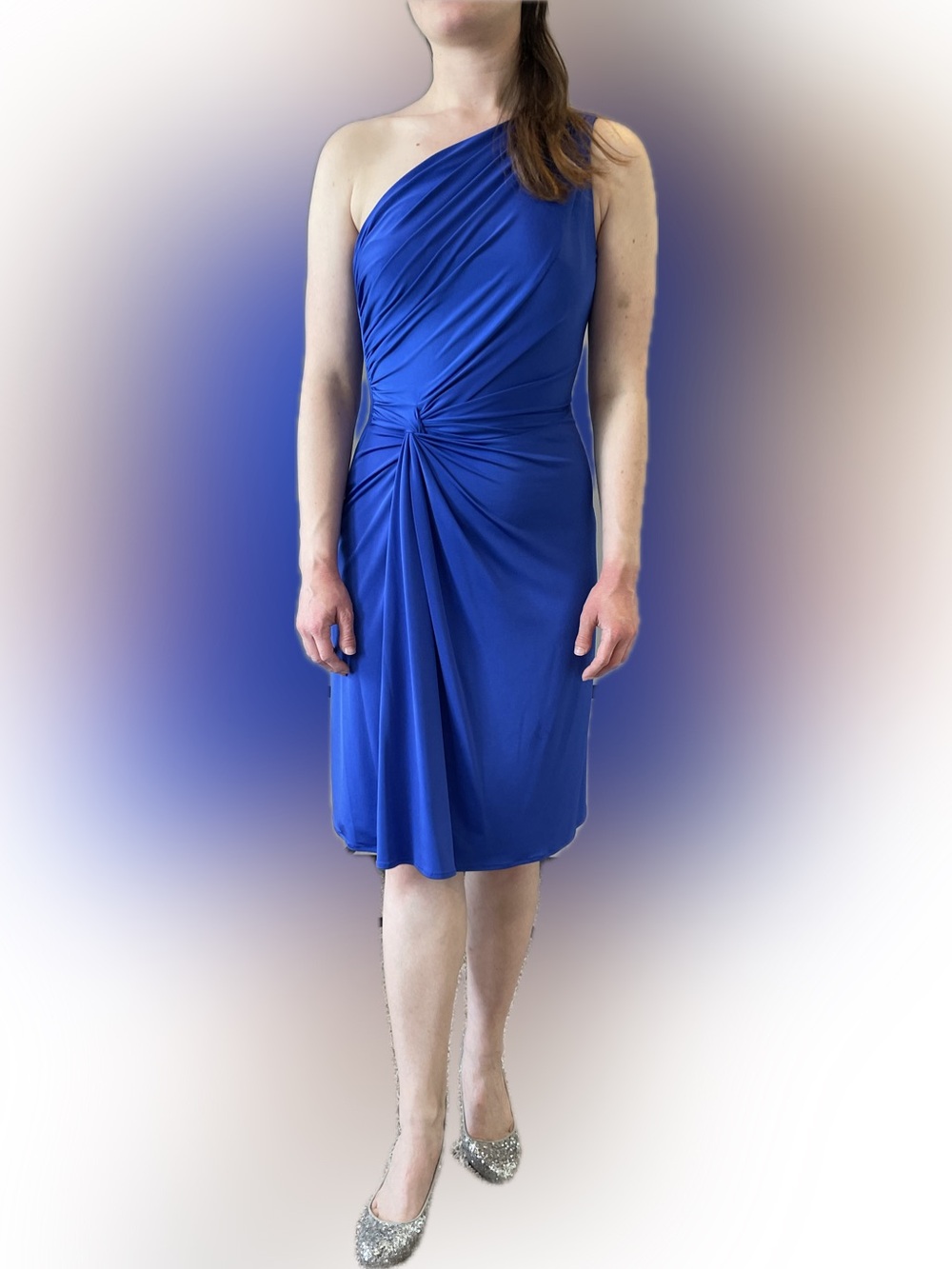 JS Boutique Royal Blue One-Shoulder Ruched Cocktail Dress Size 4